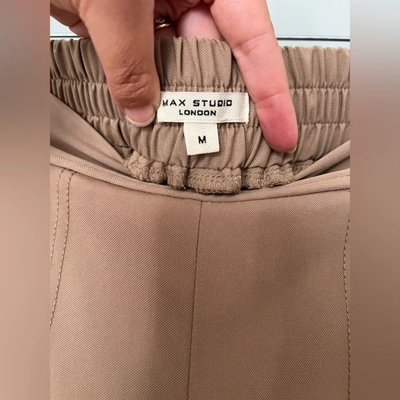 Max Studio Pull On Wide Leg Athlesiure Trouser Pants Tan‎ Beige Size Medium - Picture 4 of 6